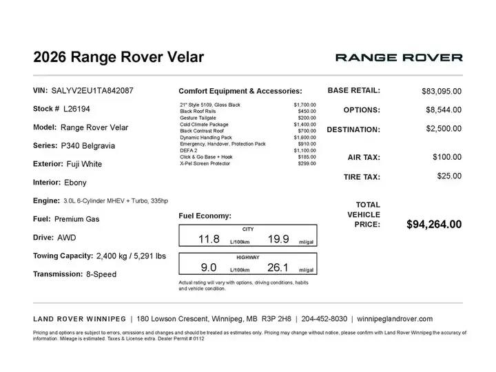 Land Rover Range Rover Velar 2026 photo 2