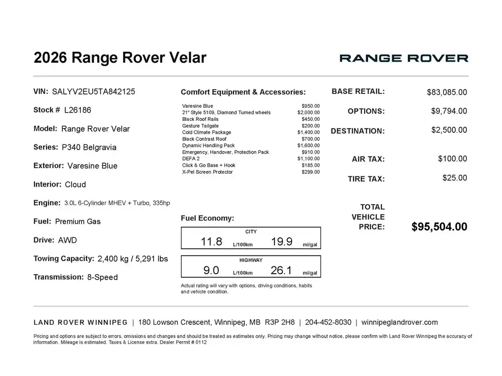 Land Rover Range Rover Velar 2026 photo 2