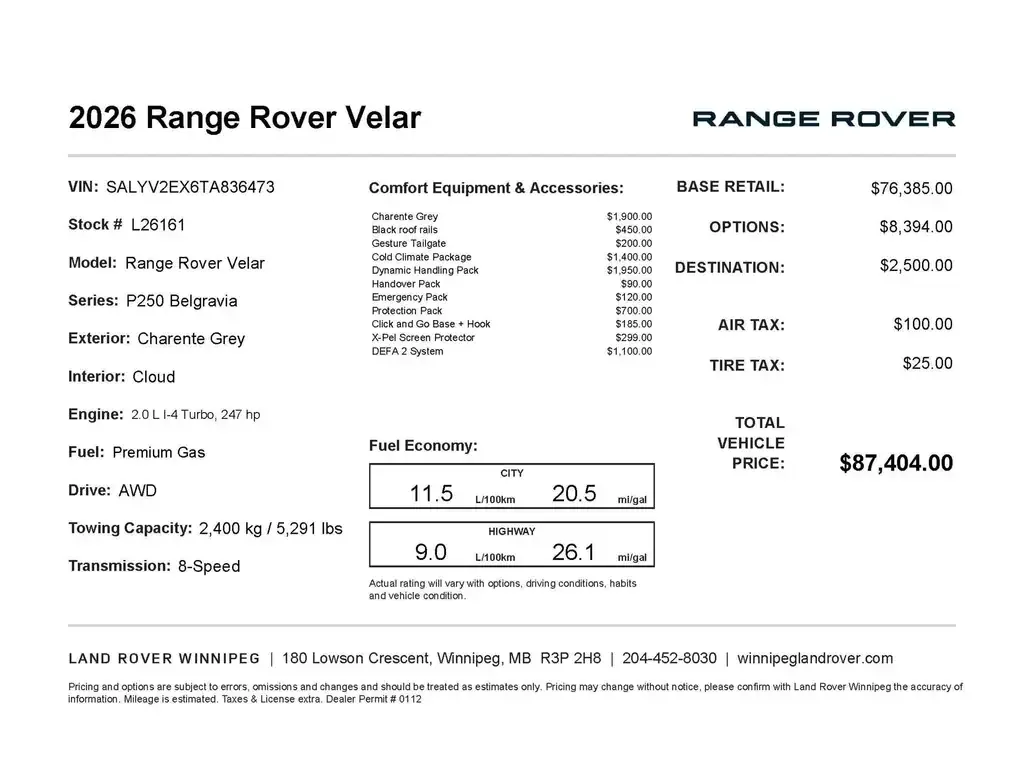 Land Rover Range Rover Velar 2026 photo 2