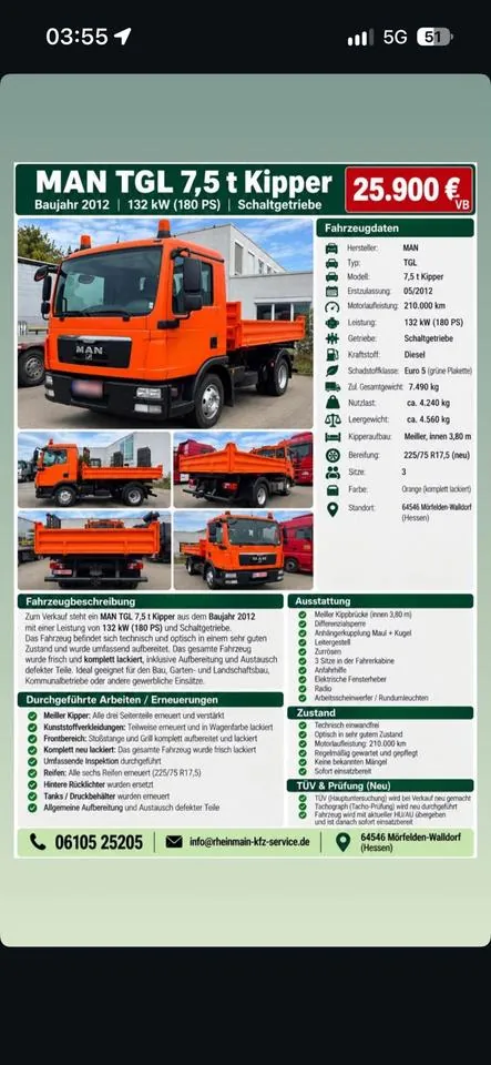 MAN Man Tal 7,5T Kipper